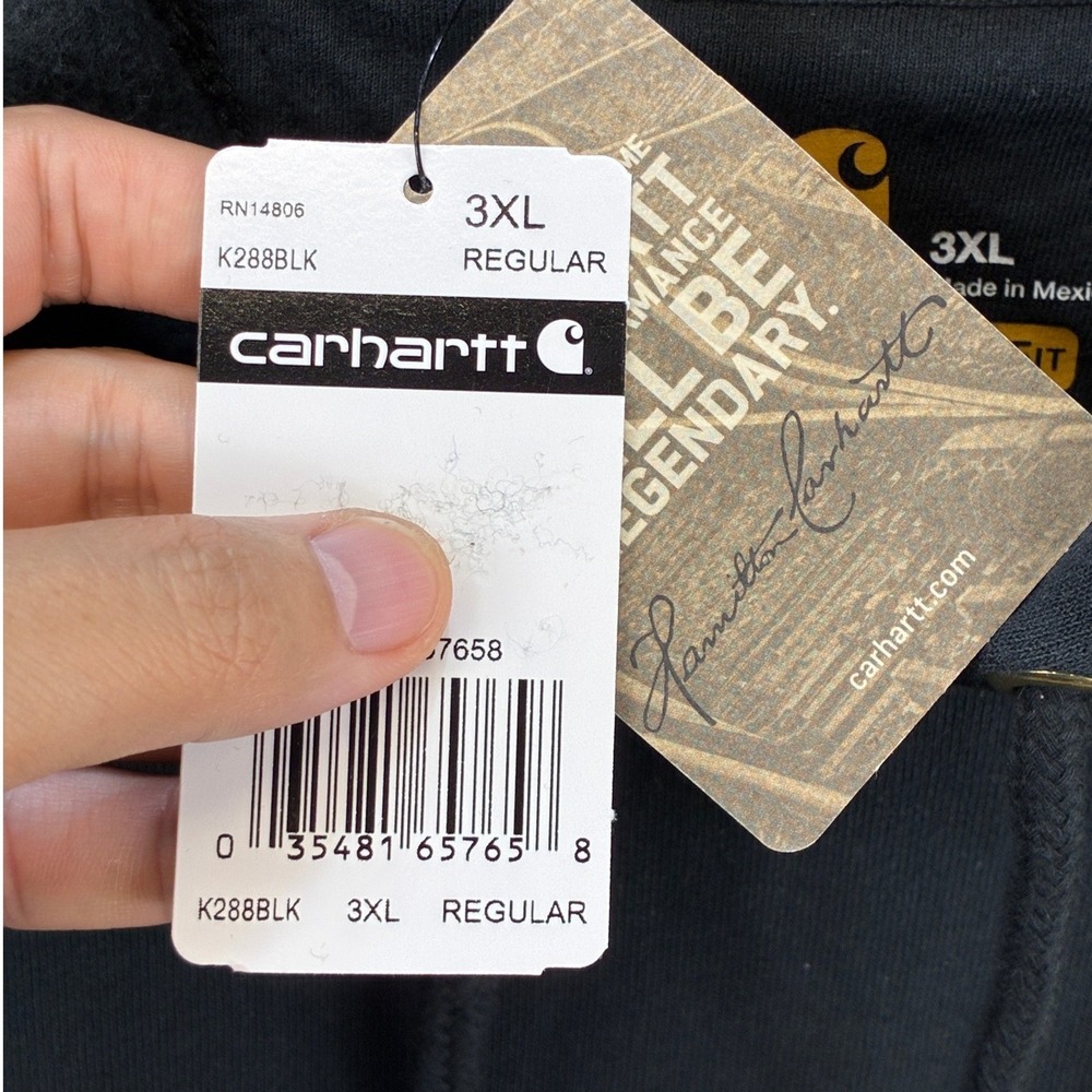 Carhartt Hoodie Mens 3XL Black Midweight K288 Original Fit Pullover Workwear NWT - Picture 6 of 12